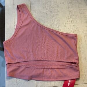 NWT Blush Pink Cropped One Shoulder Top w/ Cutout Detailing SIZE Med
